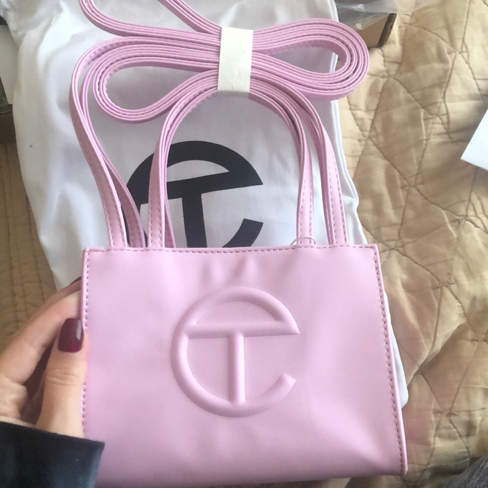 Telfar bubblegum pink small shopping bag